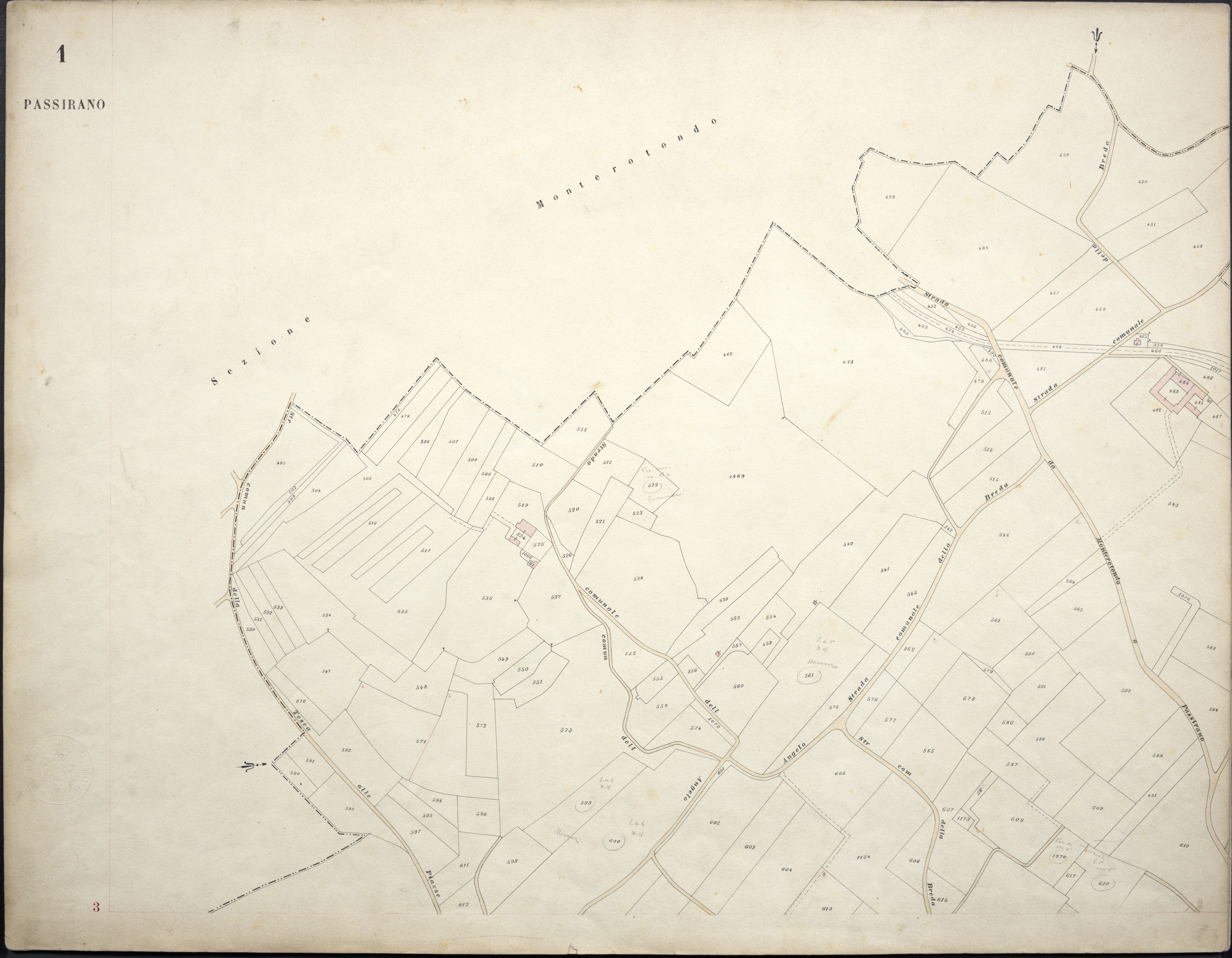 Mappa di Passirano - aprile 1895  - dall'Archivio di Stato