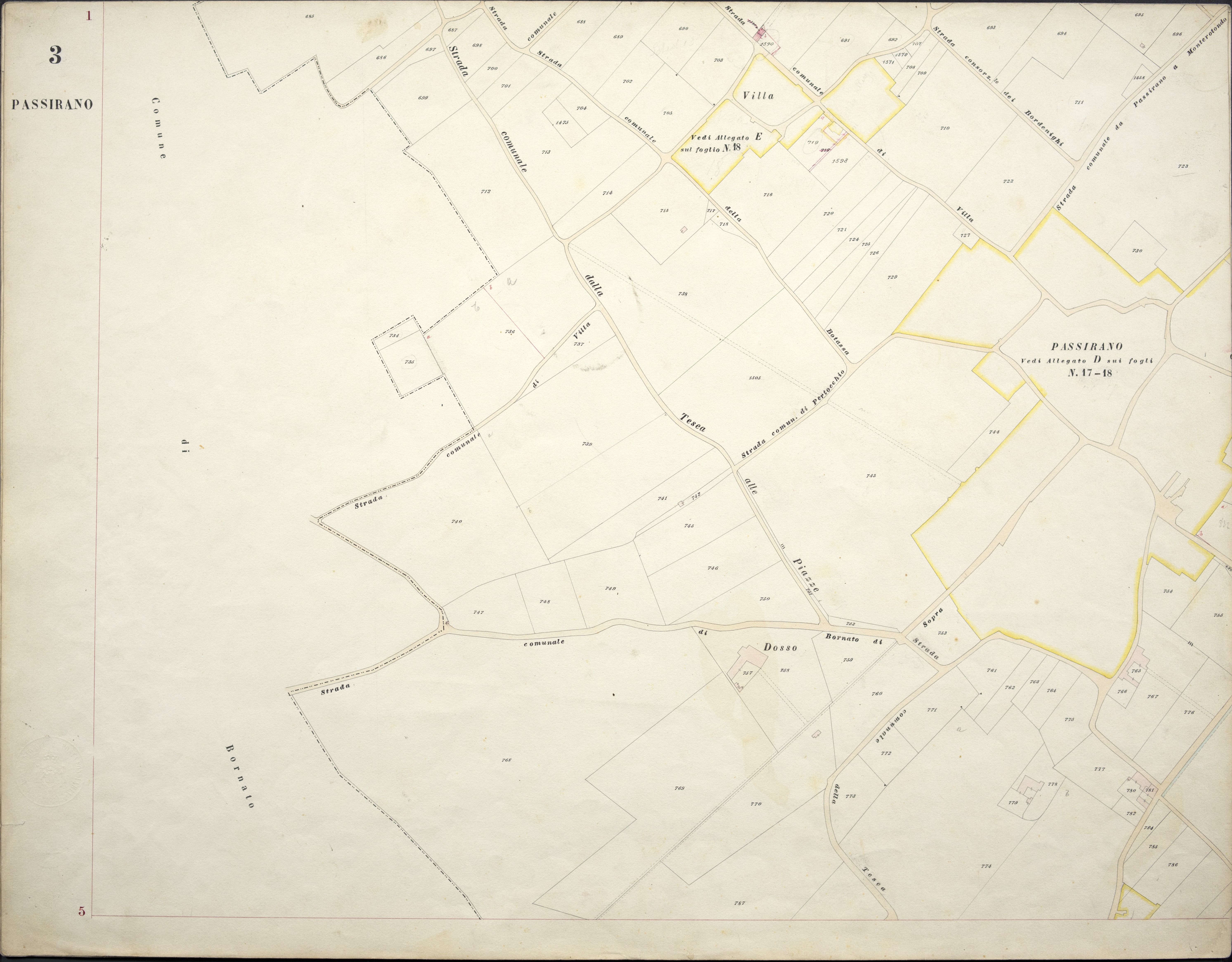 Mappa di Passirano - aprile 1895  - dall'Archivio di Stato