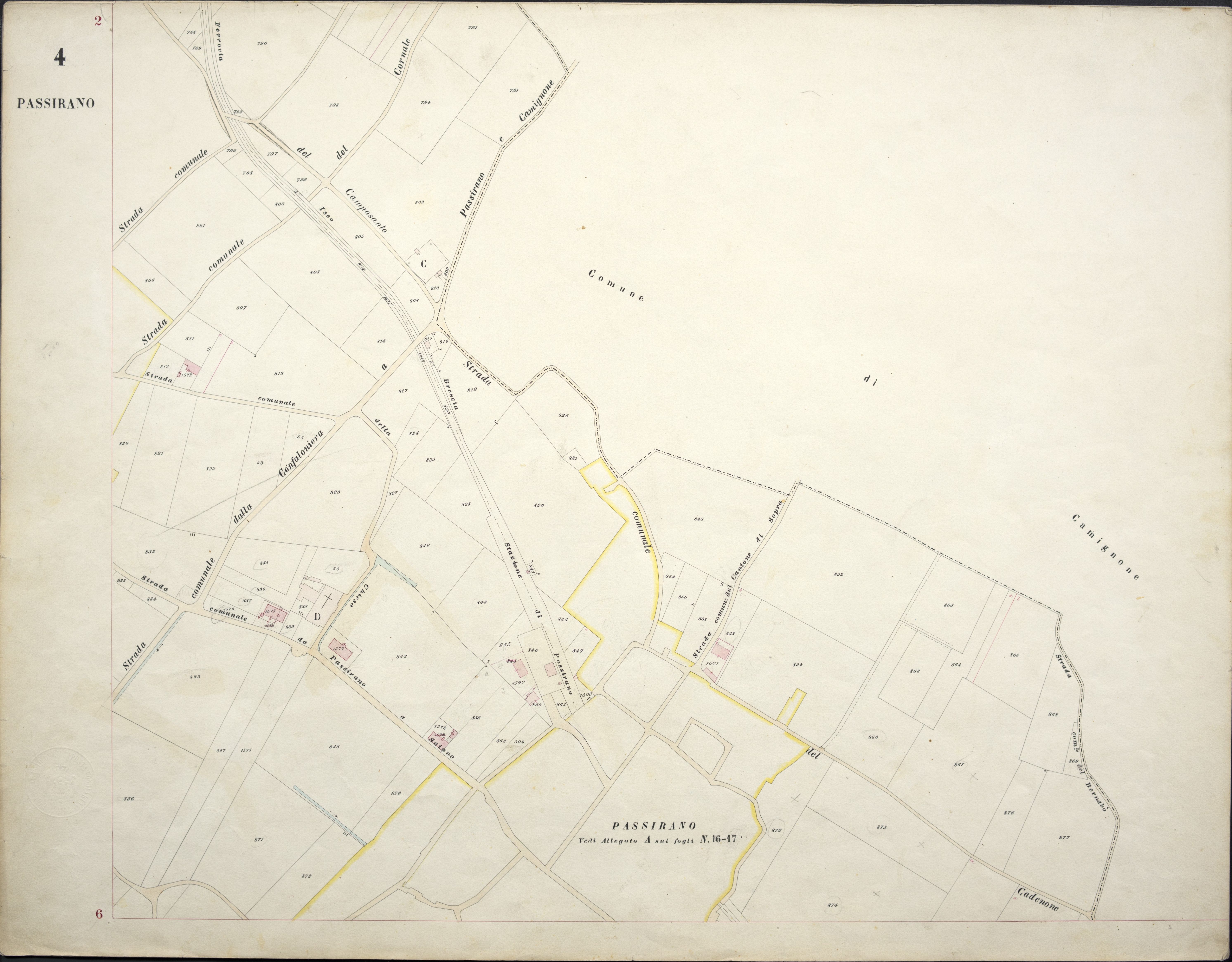 Mappa di Passirano - aprile 1895  - dall'Archivio di Stato