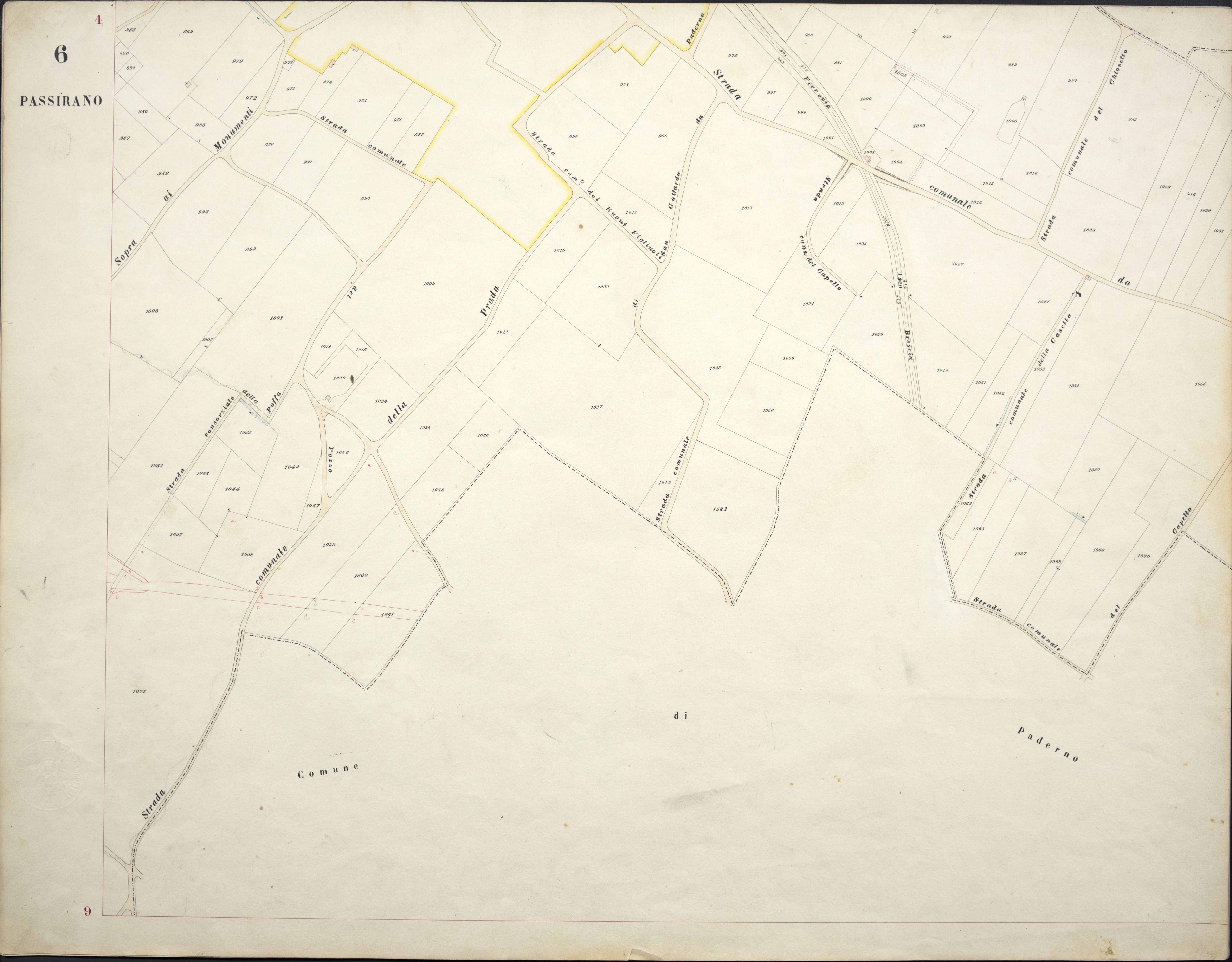 Mappa di Passirano - aprile 1895  - dall'Archivio di Stato