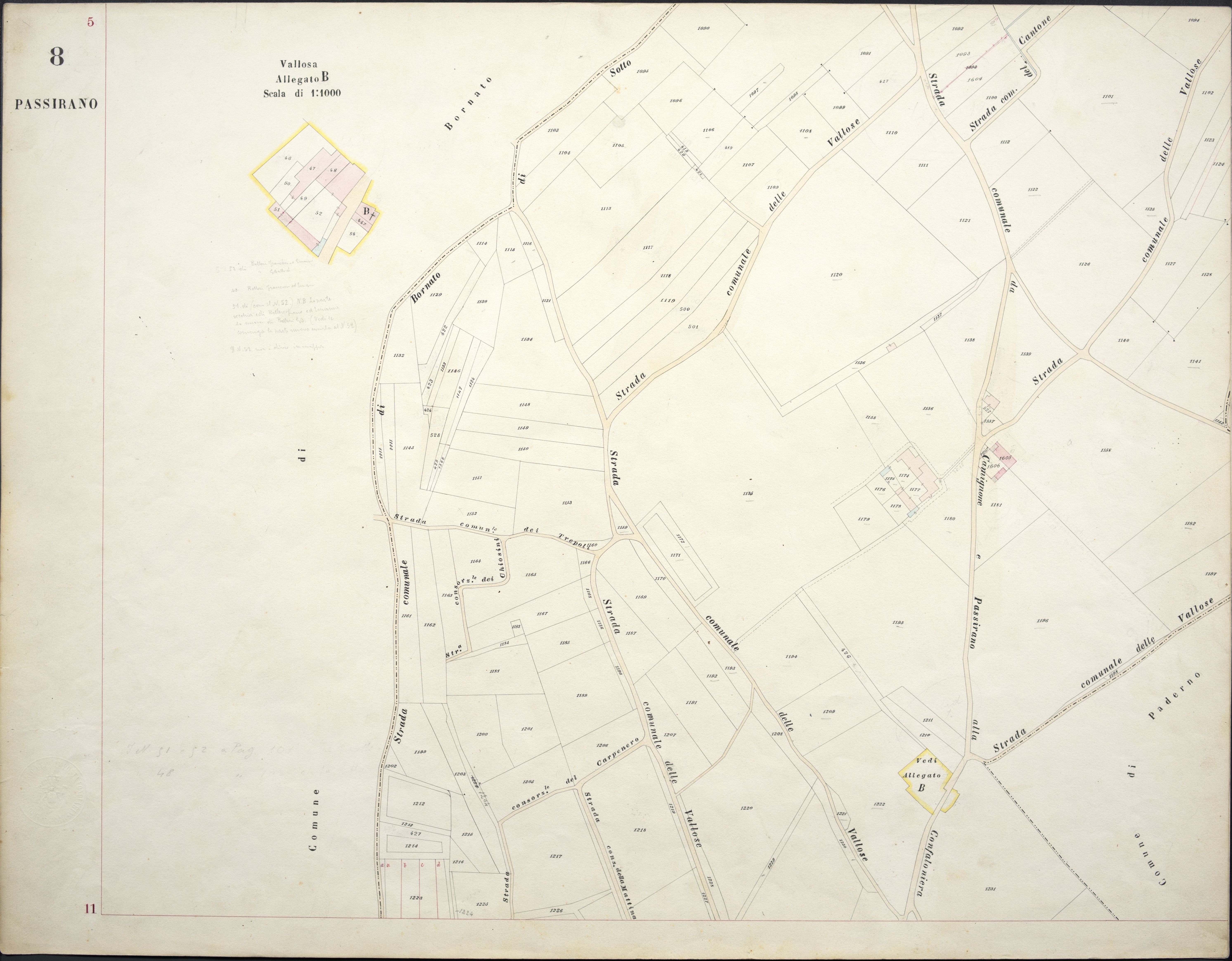 Mappa di Passirano - aprile 1895  - dall'Archivio di Stato